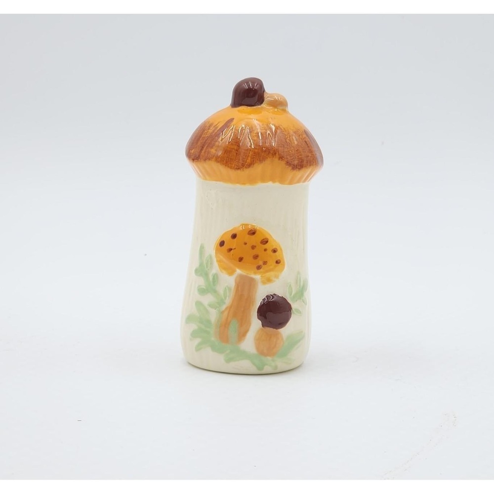 Vintage 1970s Sears Merry Mushroom Mini Ceramic Figurine Retro Cottagecore Rare